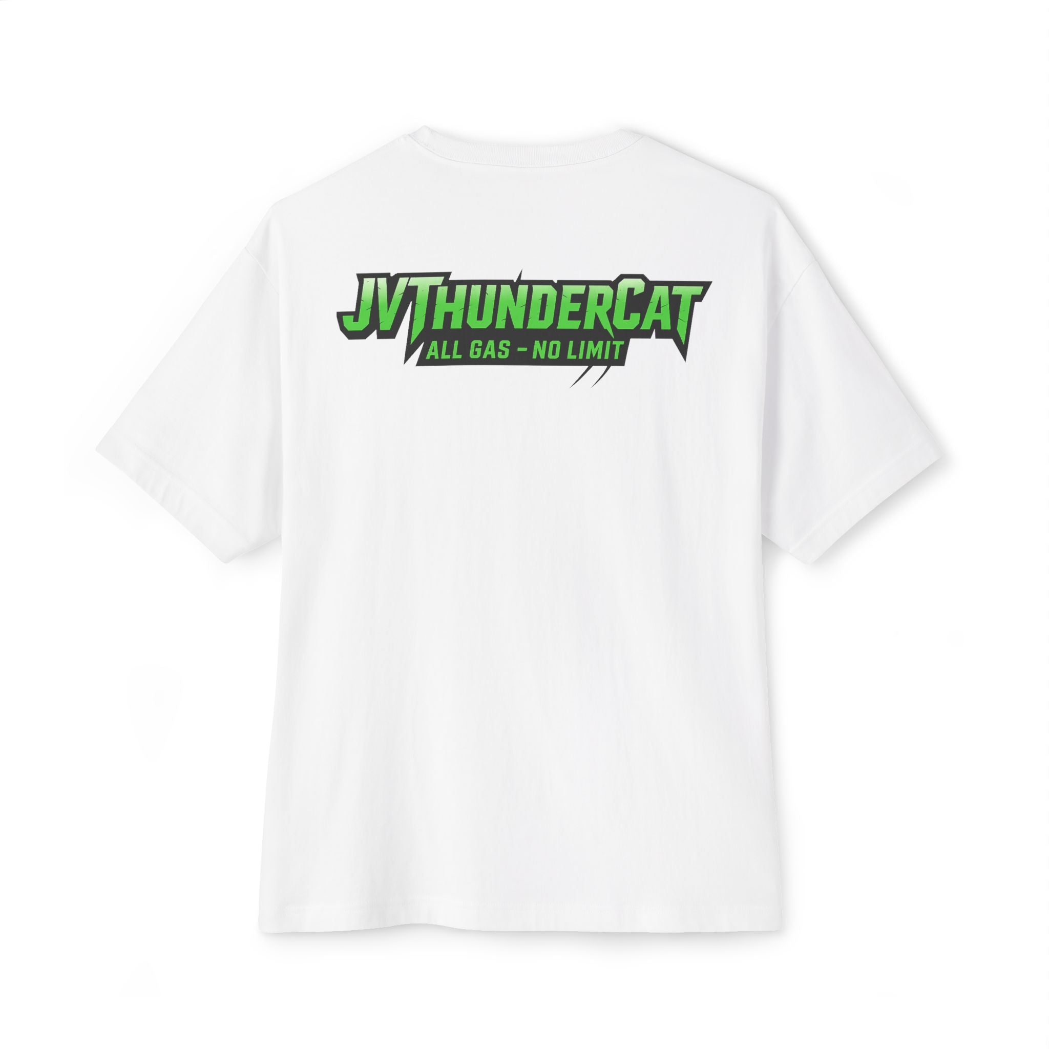 JVThunderCat logo and Racin' for a Livin' Unisex Oversized Boxy Tee