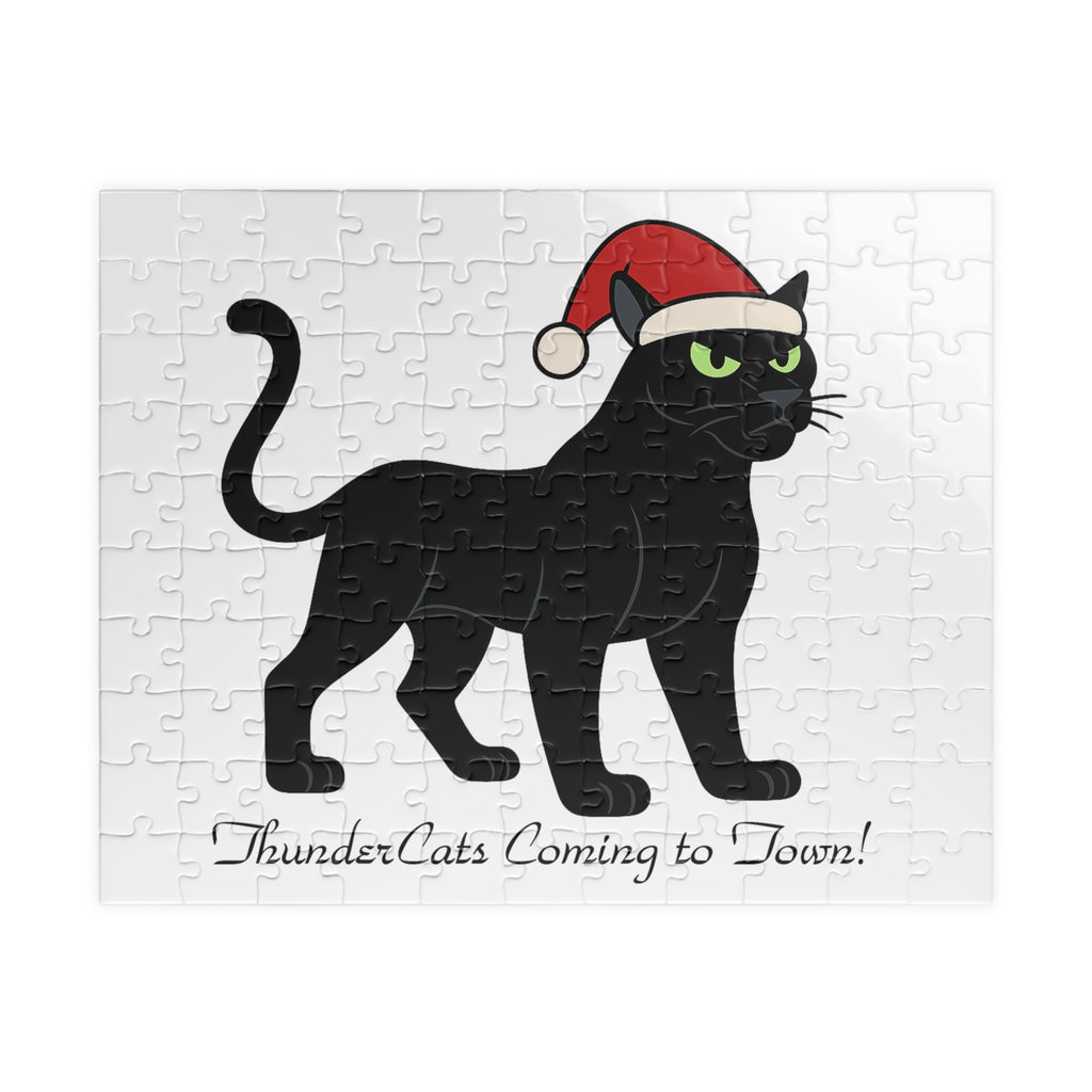 Christmas ThunderCat Cat Puzzle – Festive Santa Hat Jigsaw (110 pcs)