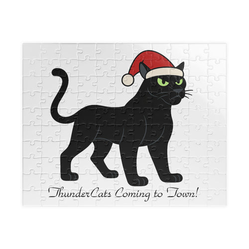 Christmas ThunderCat Cat Puzzle – Festive Santa Hat Jigsaw (110 pcs)