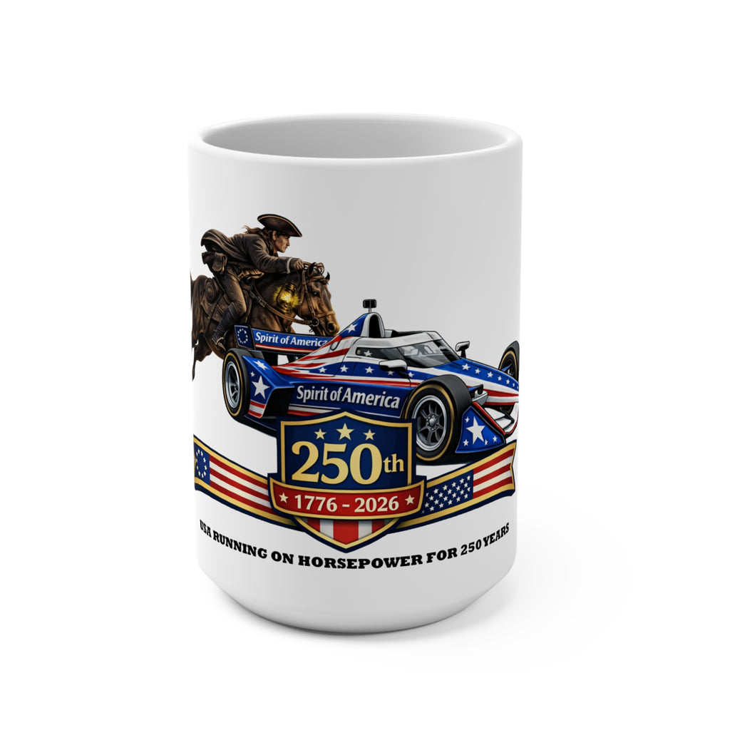 250th Anniversary America Horsepower Racing Mug — Spirit of America 1776–2026