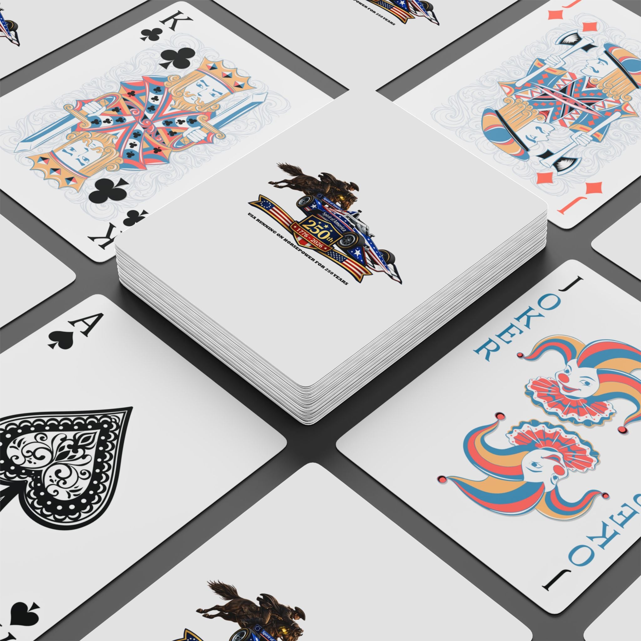 250th American Horsepower Poker Playing Cards — Racing & Rodeo Collectible Deck