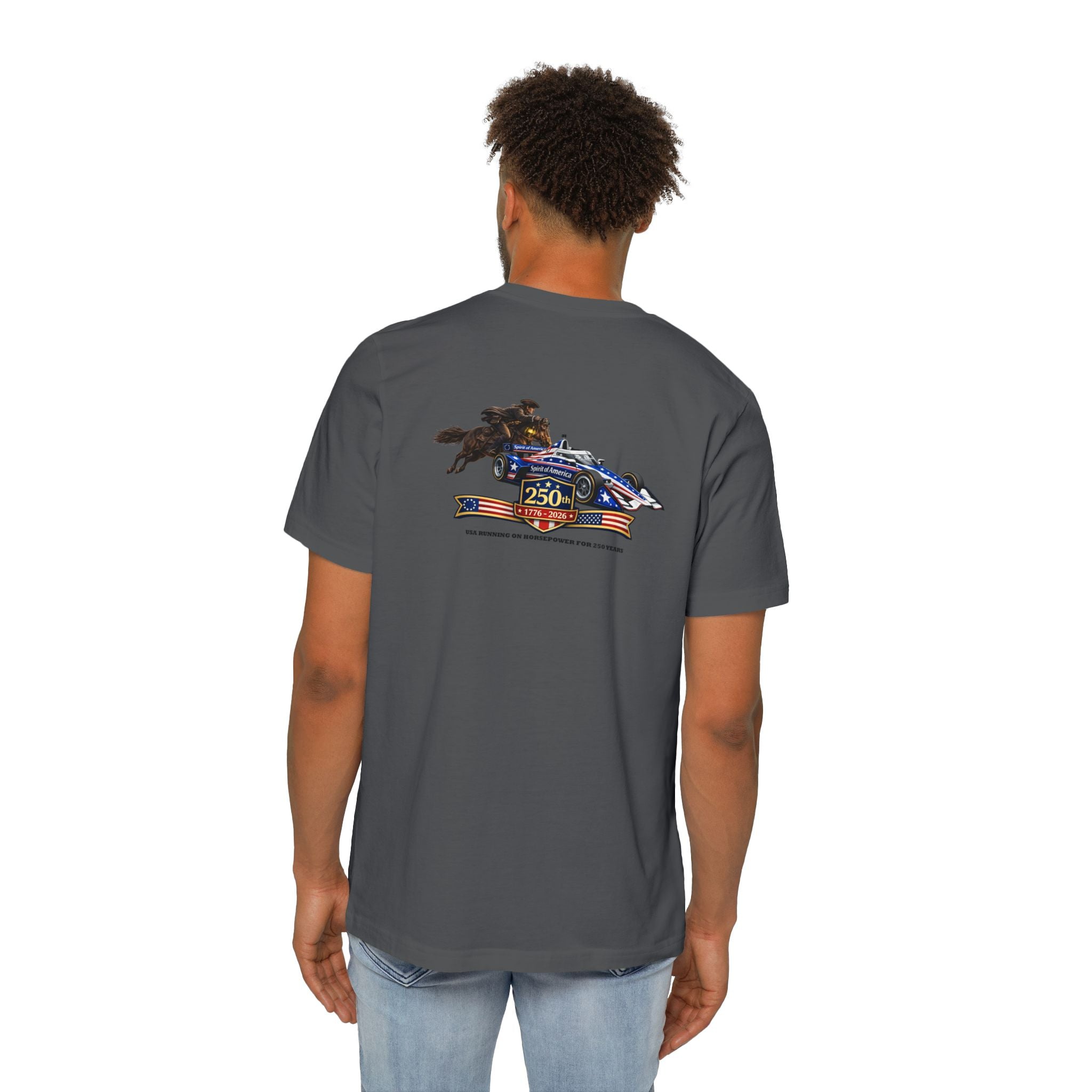 Indy 250 Racing Tee — American Race Car & Bull Rider Graphic T‑Shirt