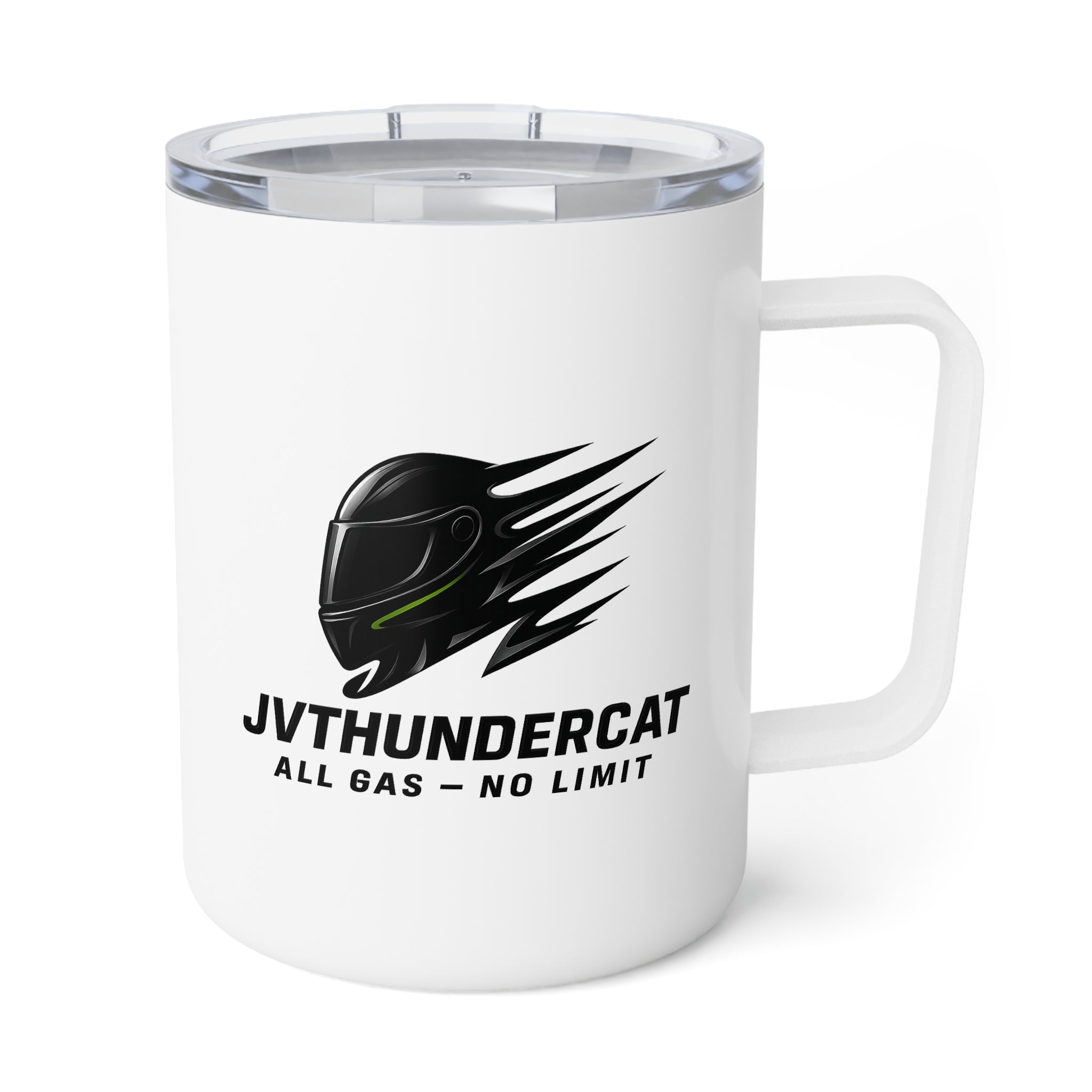 10oz Insulated Coffee Mug — Rustic 'Tommy's Garage' Vintage Sign Design JVThunderCat logo