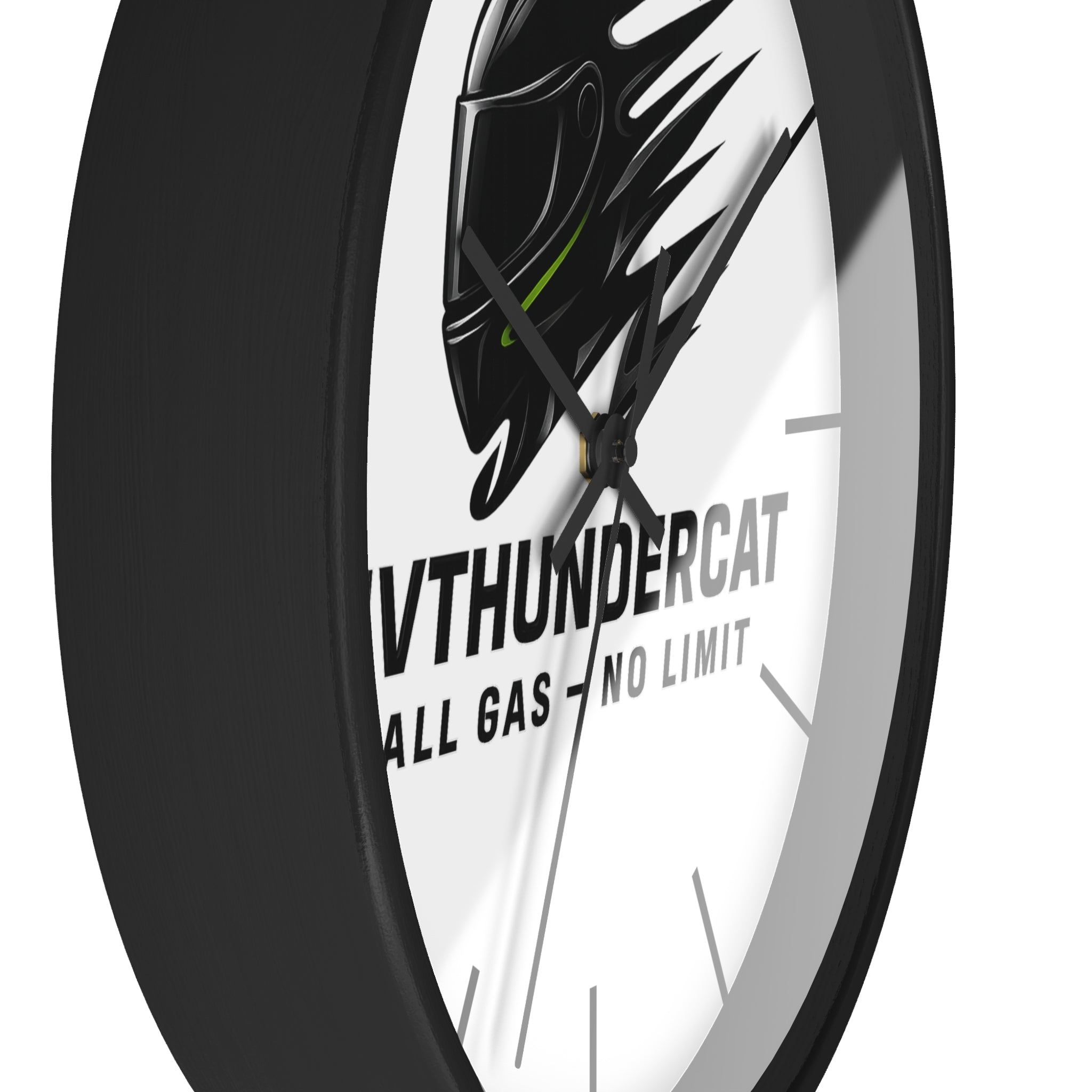 JVThunderCat Racing Wall Clock — “All Gas — No Limit” Motorbike Helmet Design