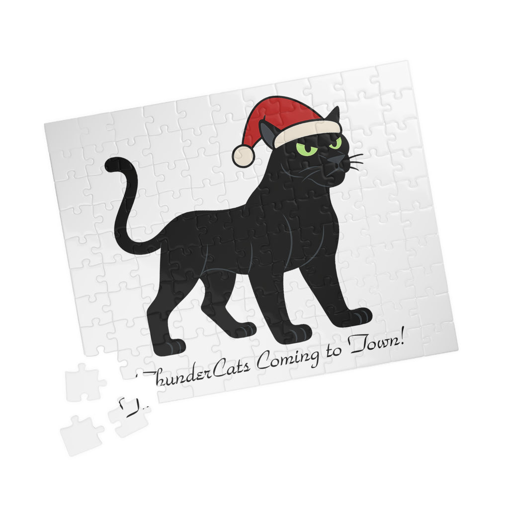 Christmas ThunderCat Cat Puzzle – Festive Santa Hat Jigsaw (110 pcs)