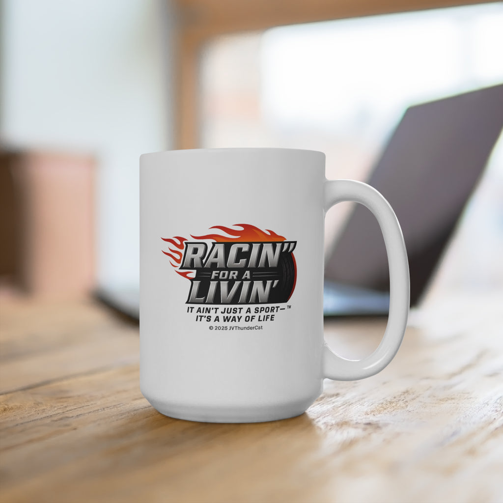 Custom Garage Sign 15oz Mug — "Tommy's Garage" - Racin' for a Livin' Retro Mechanic Coffee Cup