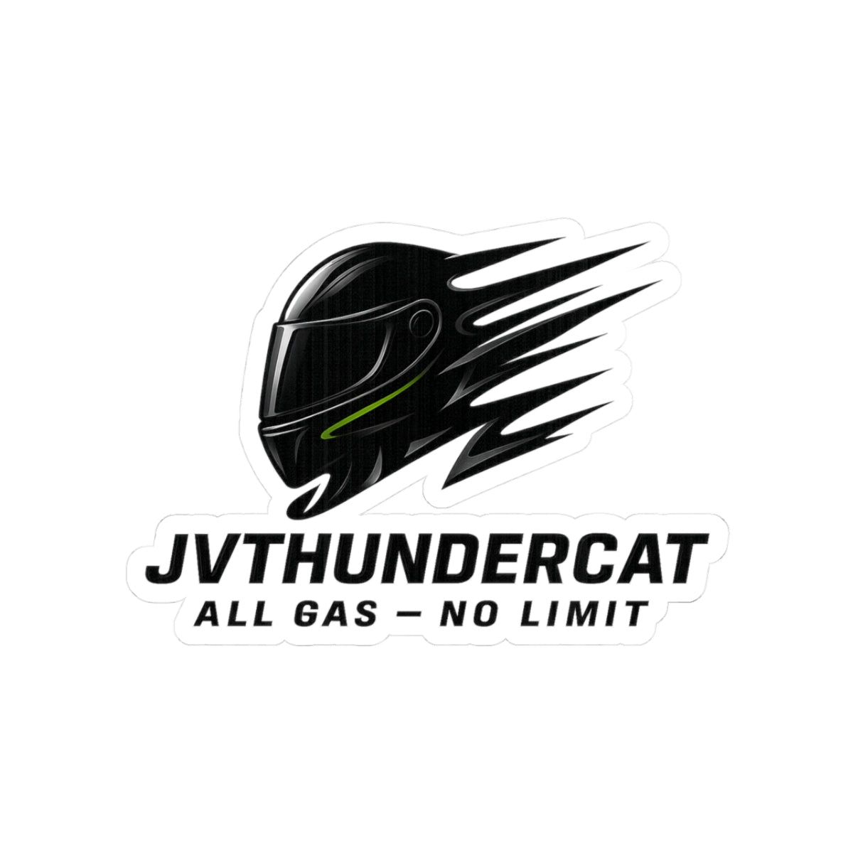 JVThunderCat Racing Helmet Sticker — “All Gas No Limit” Kiss-Cut Decal