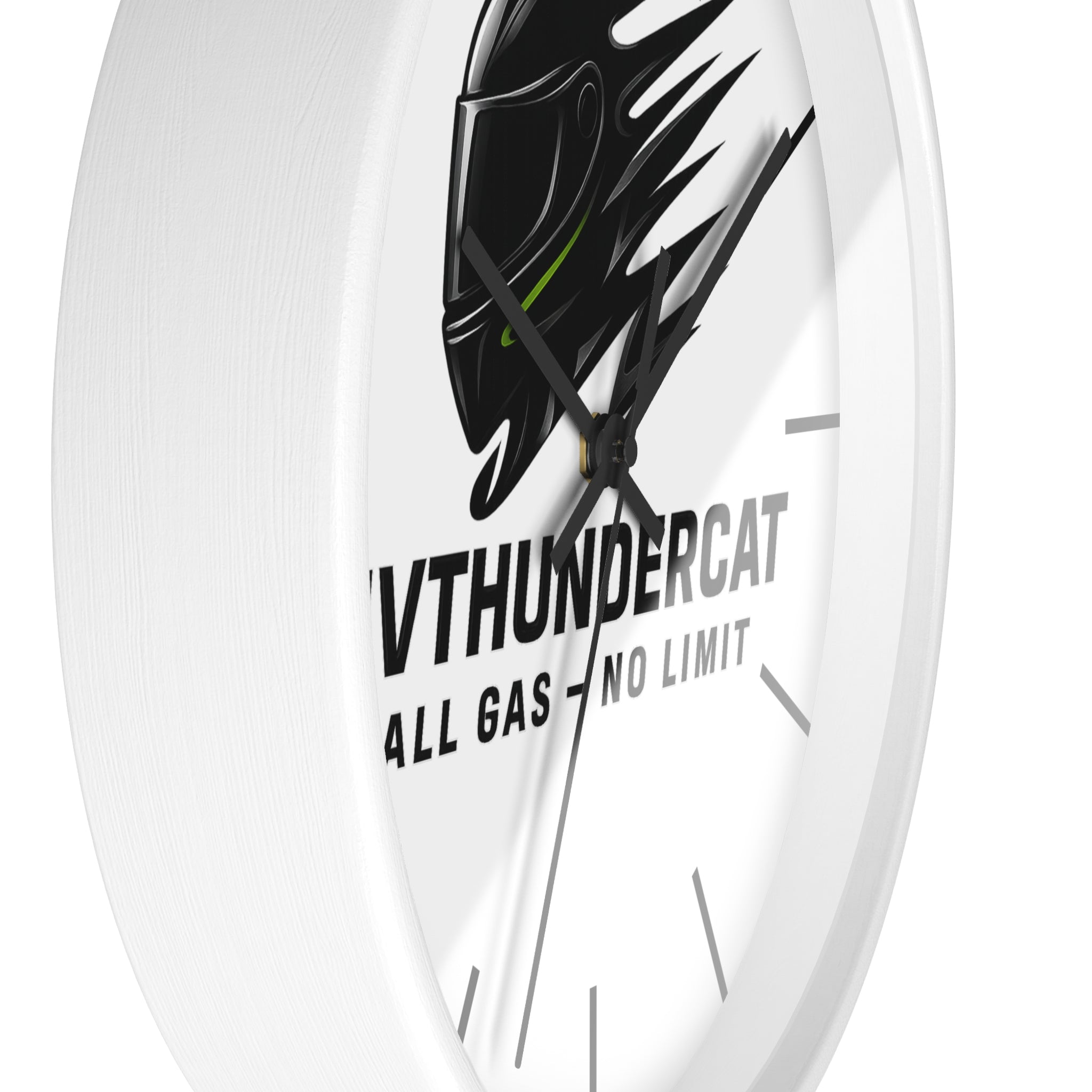 JVThunderCat Racing Wall Clock — “All Gas — No Limit” Motorbike Helmet Design