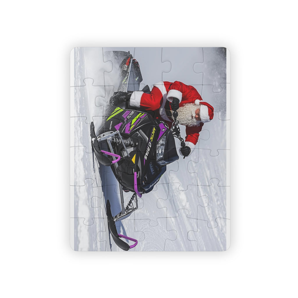 Kids Puzzle — Festive Santa on a Snowmobile ThunderCat style, 30-Piece Holiday Jigsaw
