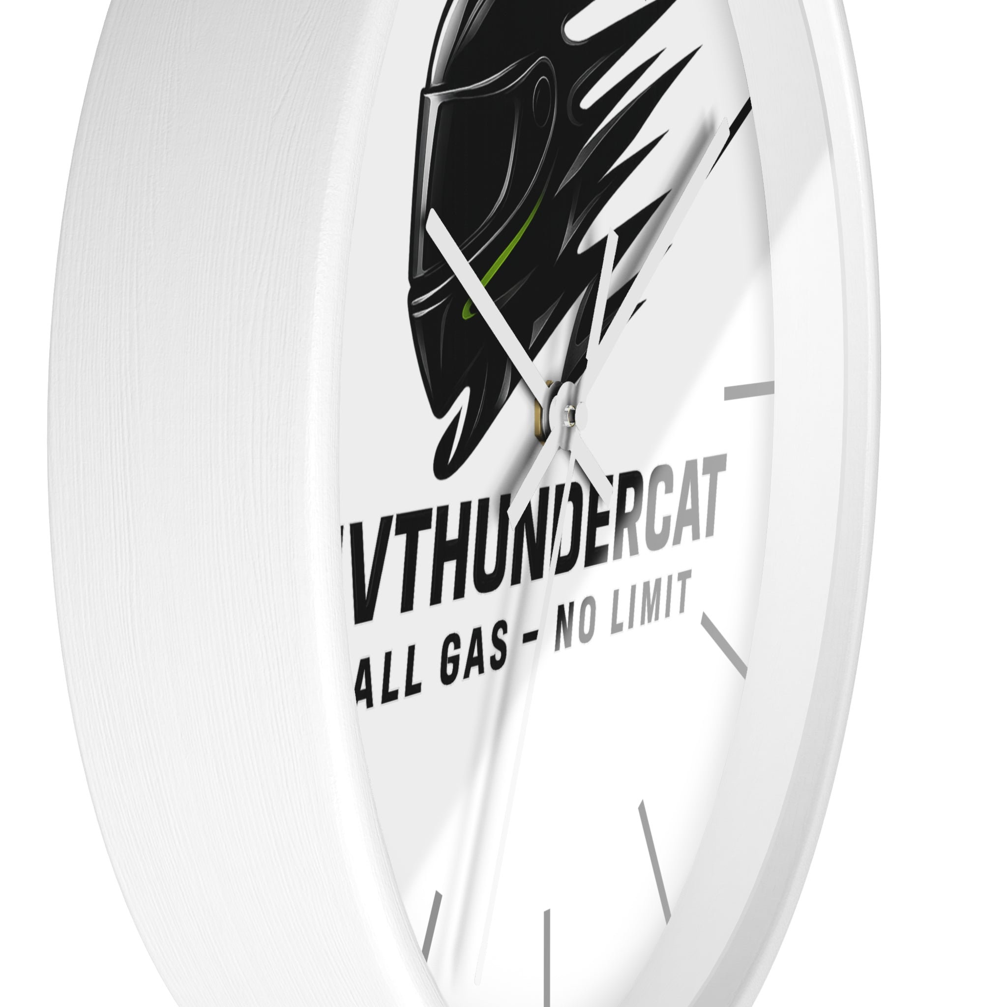 JVThunderCat Racing Wall Clock — “All Gas — No Limit” Motorbike Helmet Design