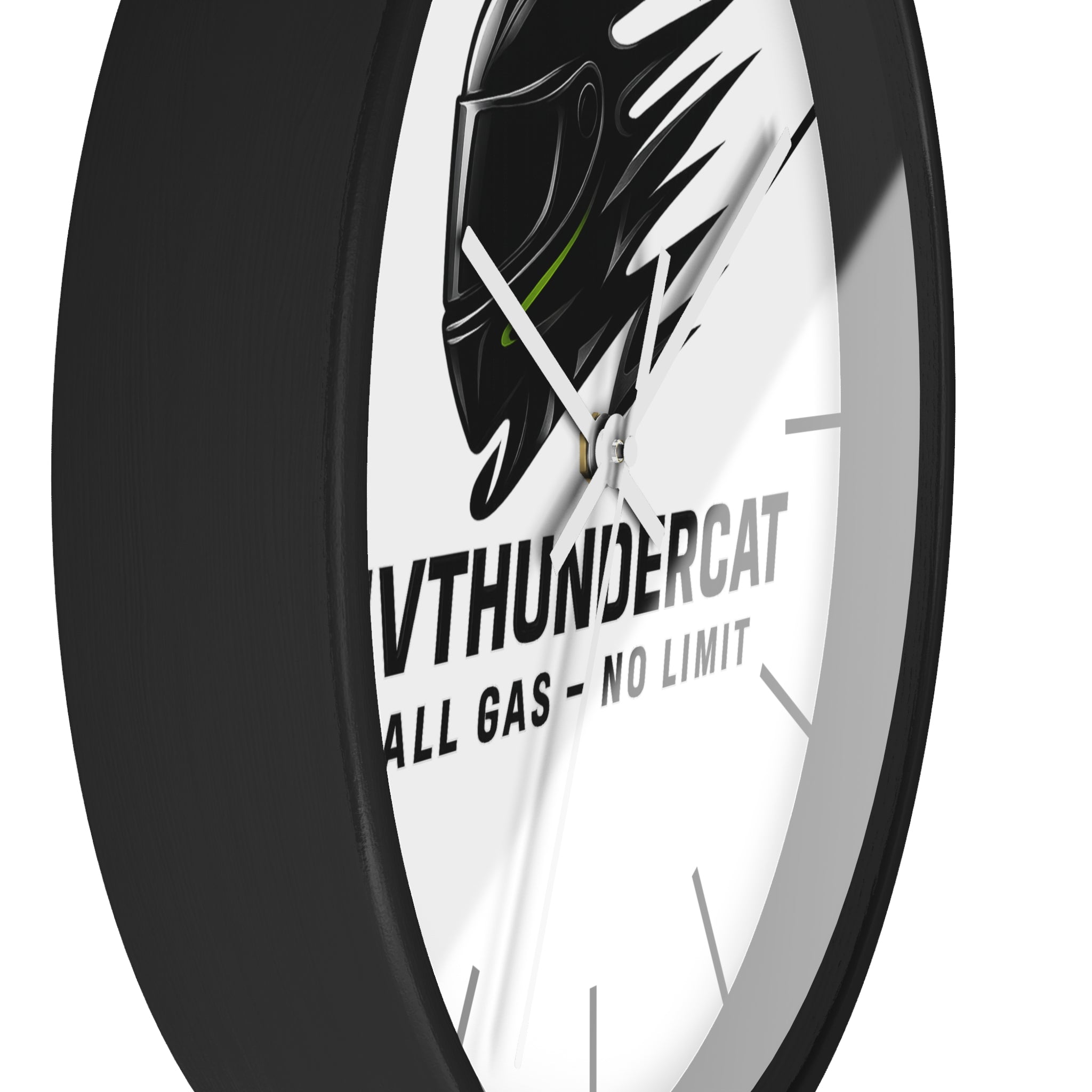 JVThunderCat Racing Wall Clock — “All Gas — No Limit” Motorbike Helmet Design
