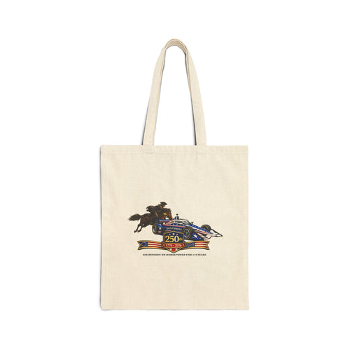 250th Celebration of Horsepower USA Canvas Tote Bag – "Racin' for a Livin'" Graphic Cotton Shopper